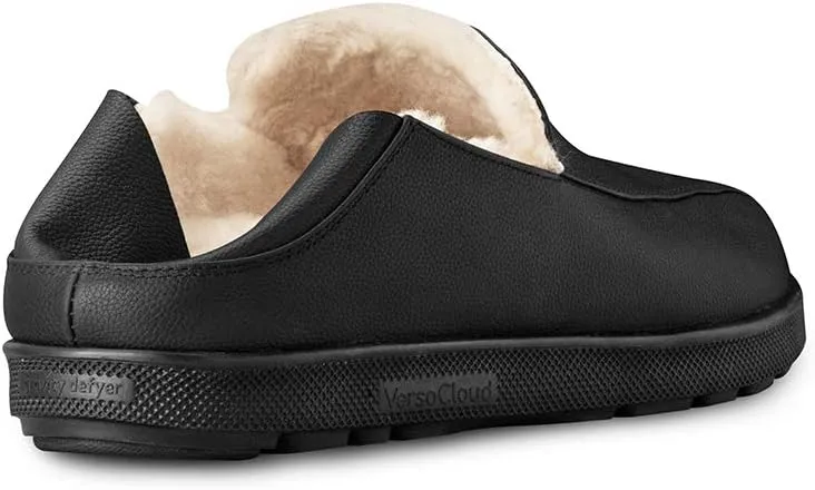 Gravity Defyer Men's G-Defy Salazar Slipper - VersoCloud Italian Leather Wool Lined House Slippers with Arch Support