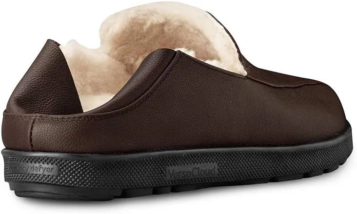 Gravity Defyer Men's G-Defy Salazar Slipper - VersoCloud Italian Leather Wool Lined House Slippers with Arch Support