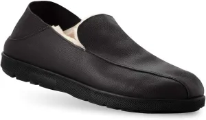 Gravity Defyer Men's G-Defy Salazar Slipper - VersoCloud Italian Leather Wool Lined House Slippers with Arch Support