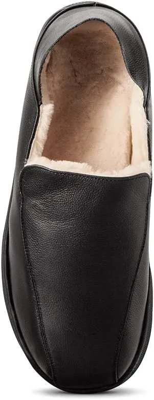 Gravity Defyer Men's G-Defy Salazar Slipper - VersoCloud Italian Leather Wool Lined House Slippers with Arch Support