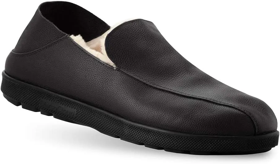 Gravity Defyer Men's G-Defy Salazar Slipper - VersoCloud Italian Leather Wool Lined House Slippers with Arch Support