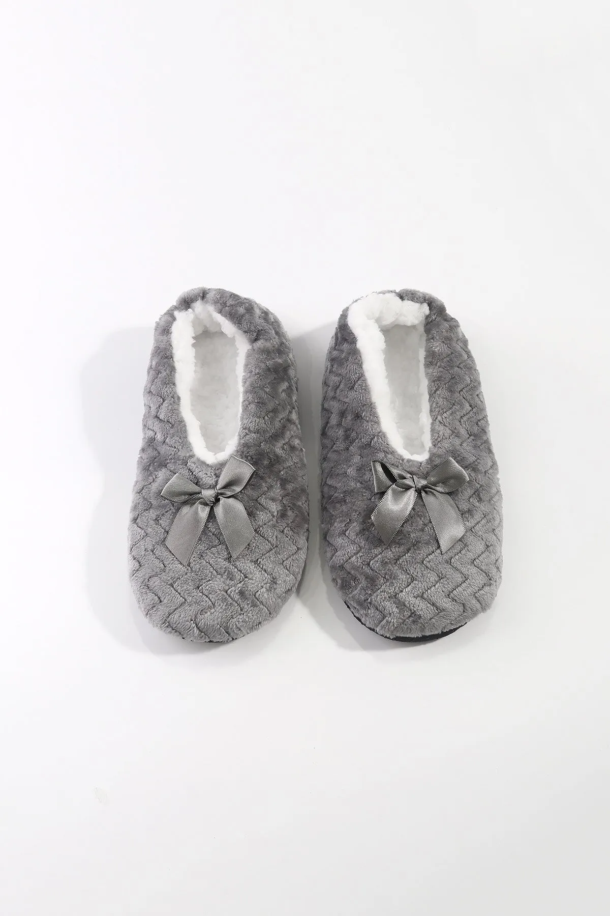 Grey Velvet Slipper Socks