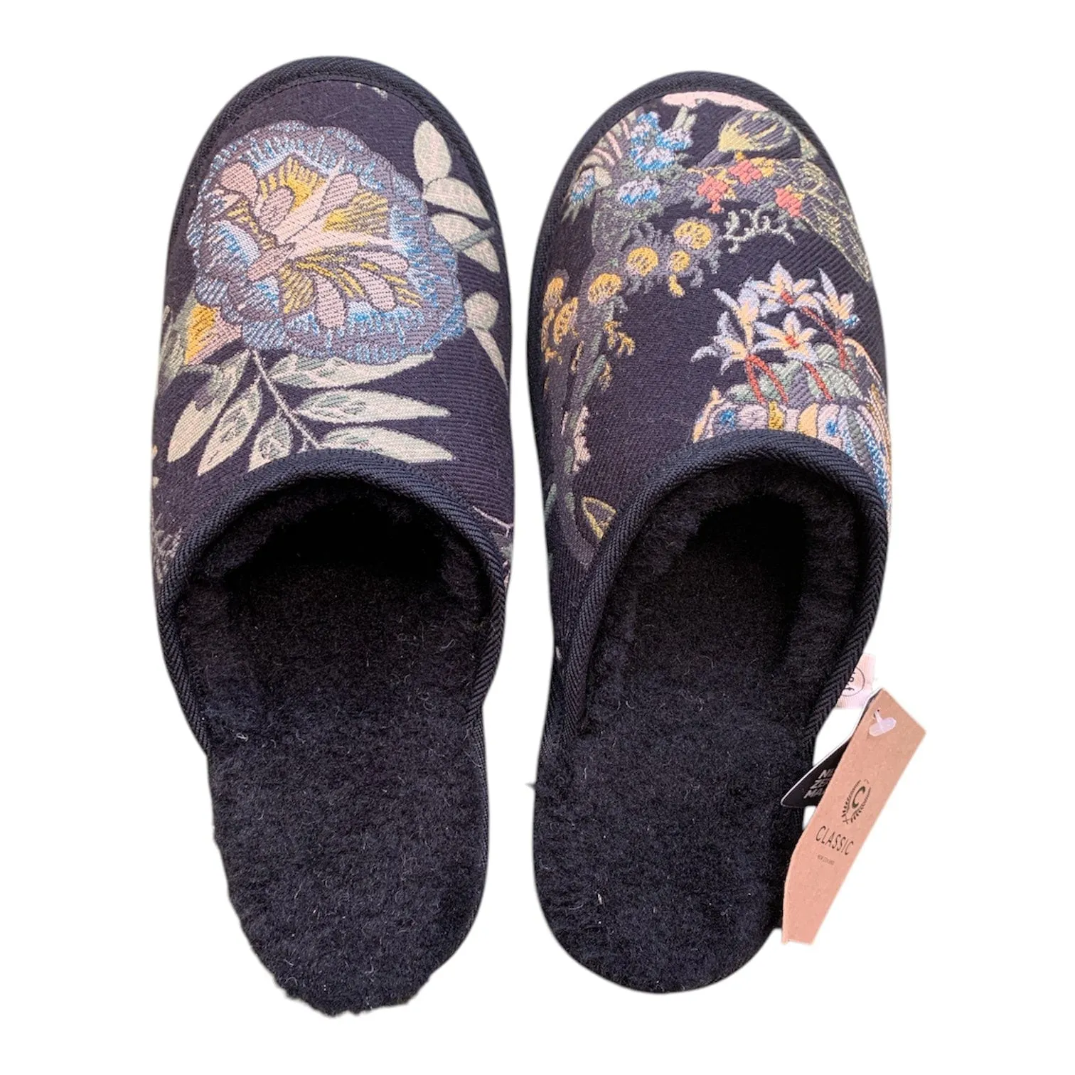 Hackney Black Floral XL Slippers