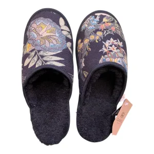 Hackney Black Floral XL Slippers