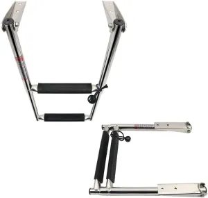 Haida Telescoping Stainless Steel 2-Step Ladder Portable Stepladder for Marine Boat Yacht Swimming Dock, Rated to 400 Pounds