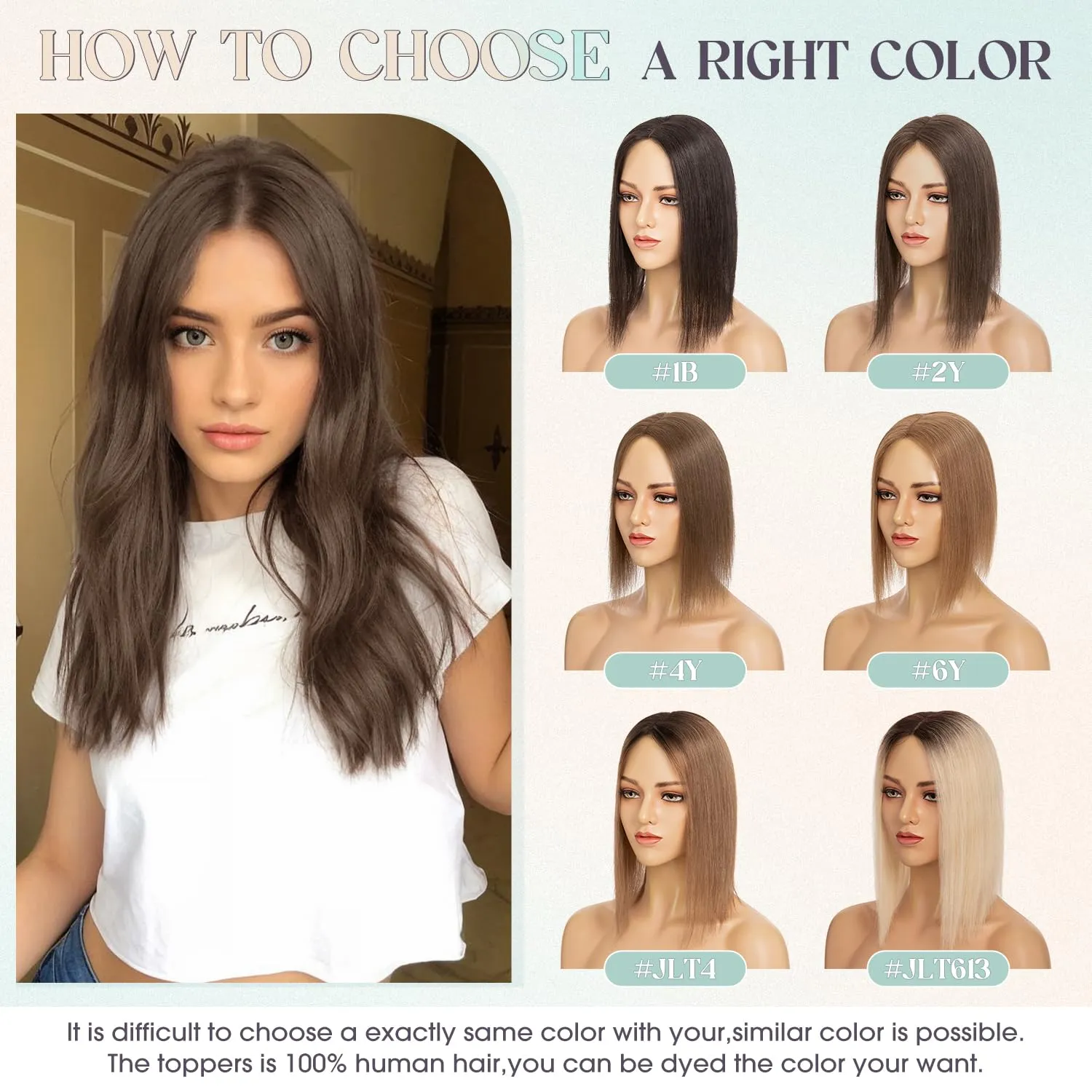 Hair Toppers for Women Real Human Hair, 10x12cm Large Base Golden Brown Human Hair Topper for Thin Hair Remy Topper Clip in Top Hair Piece Wiglets to Cover Grey Hair(10 Inch,Golden Brown)