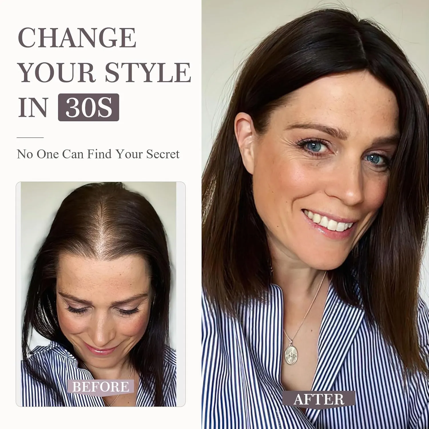 Hairro Human Hair Topper, Clips in 100% Real Hairpieces with 4"x 4.7" Silk Base for Women, for High Hairline/Covering Greyish Thin Hair on Top, 6 Inch Cocoa brown