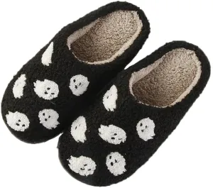 Halloween Slippers for Women Men Fuzzy Preppy Slipper Warm Funny Spooky Cloud Slipper House Couple Slipper Memory Foam Shoes, F-GY-DTX005