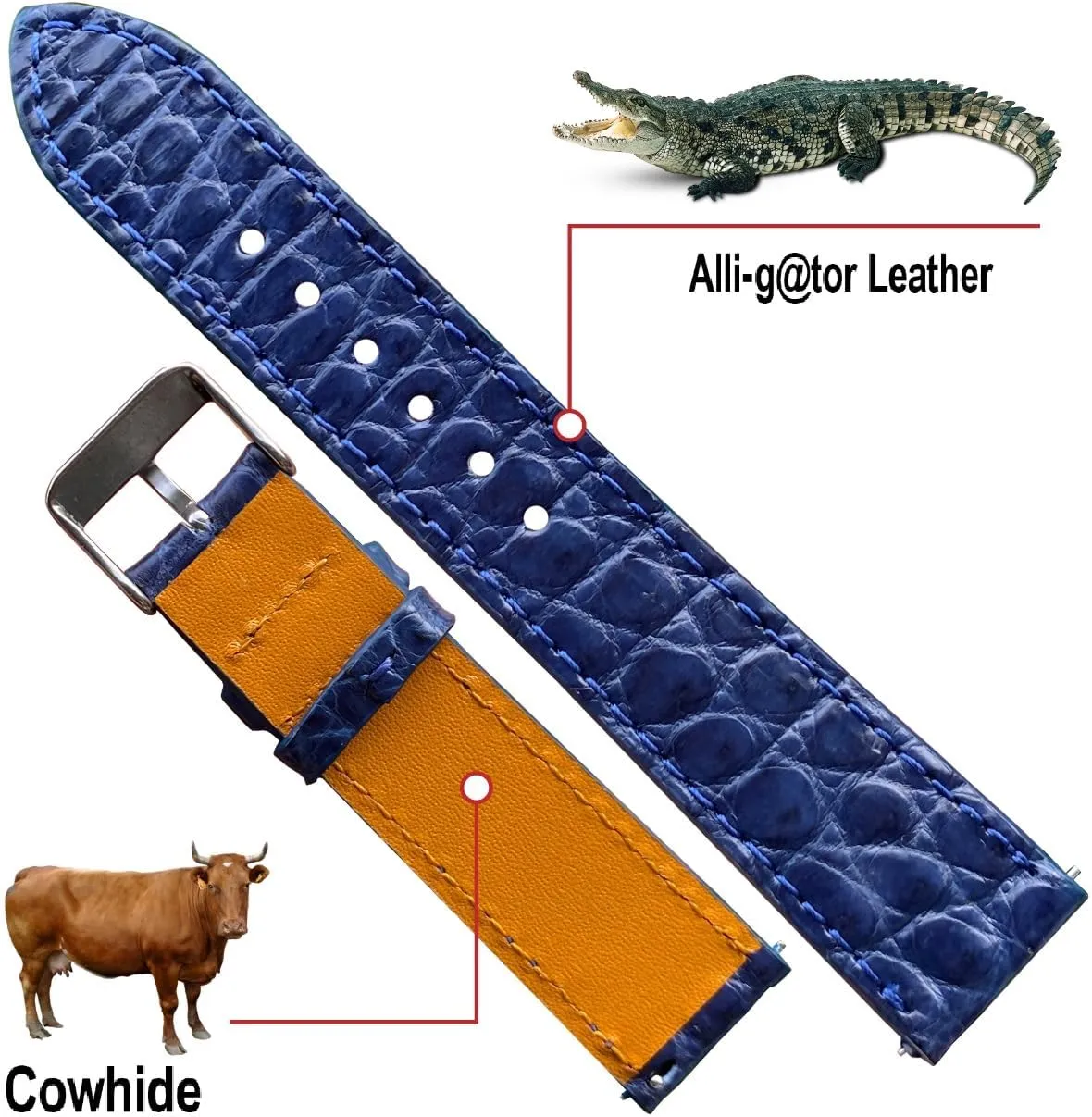 Handmade Slim AIIi-gator Watch Band Men Quick Release Thin Croc Premium Flat Leather Watch Strap Replacement Bespoke 18mm 19mm 20mm 21mm 22mm 24mm