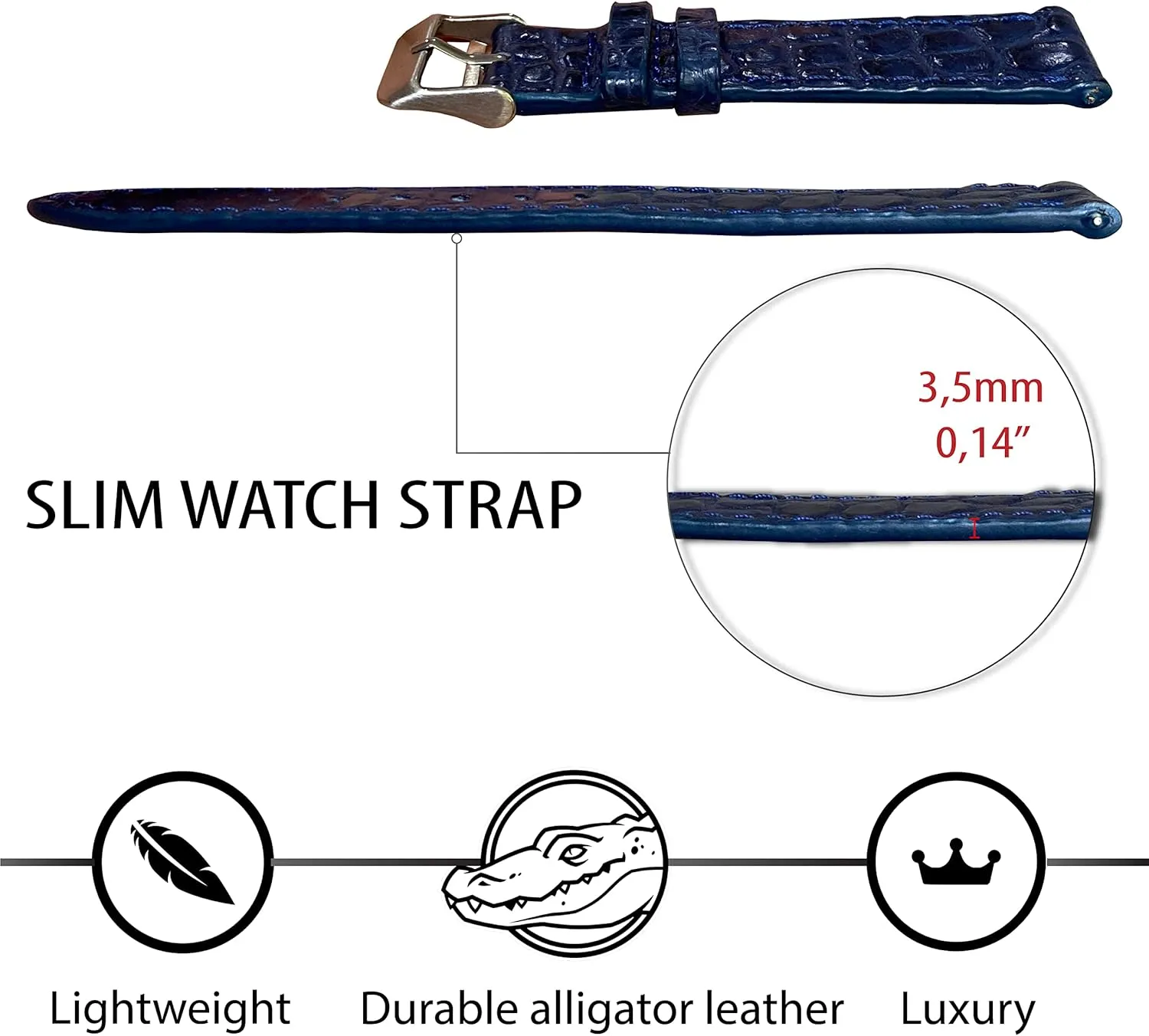 Handmade Slim AIIi-gator Watch Band Men Quick Release Thin Croc Premium Flat Leather Watch Strap Replacement Bespoke 18mm 19mm 20mm 21mm 22mm 24mm