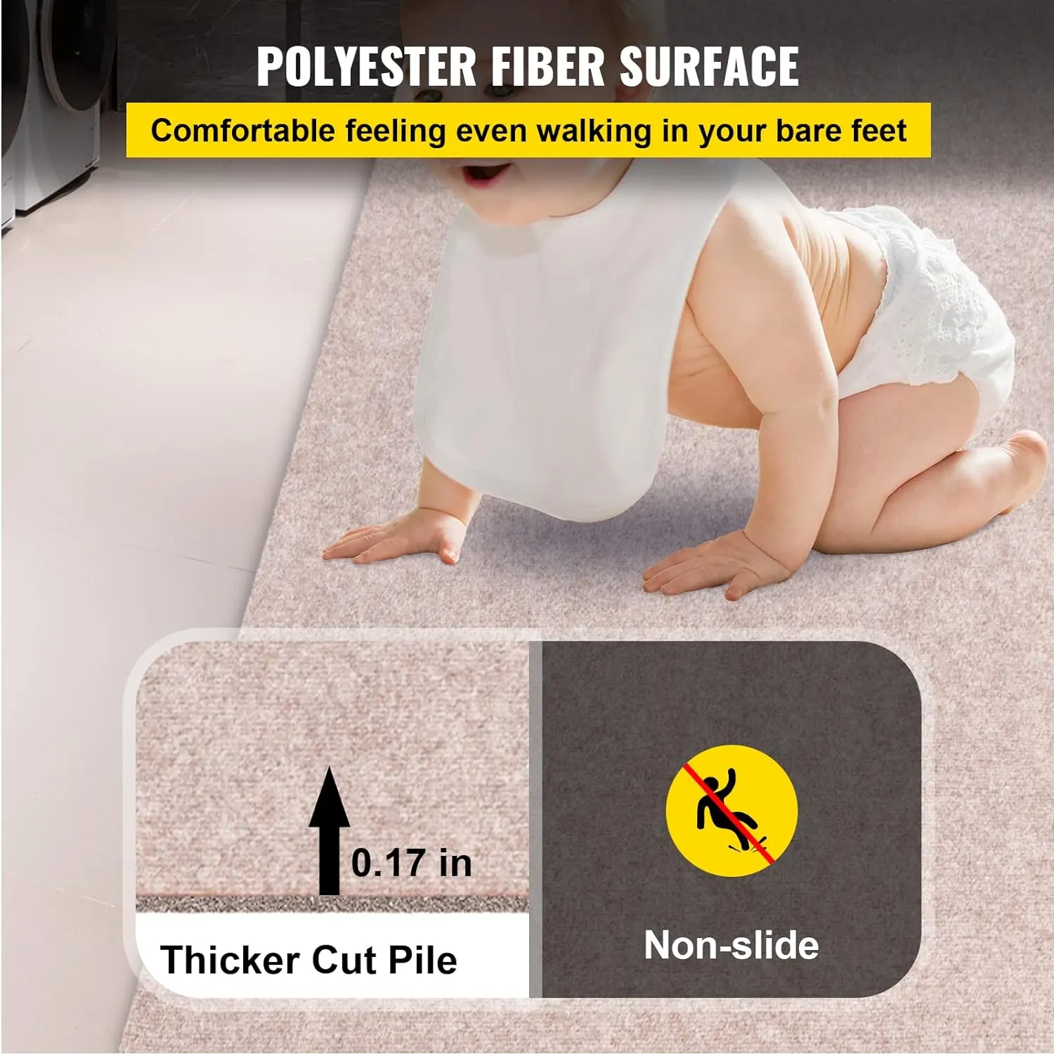 Happybuy Boat Carpet, 6 ft x 23 ft Marine Carpet for Boats, Waterproof Light Brown Carpet with Marine Backing Anti-Slide Marine Grade Boat Carpet Cuttable Easy to Clean Patio Rugs Deck Rug