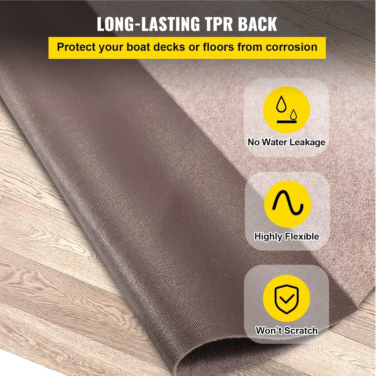 Happybuy Boat Carpet, 6 ft x 23 ft Marine Carpet for Boats, Waterproof Light Brown Carpet with Marine Backing Anti-Slide Marine Grade Boat Carpet Cuttable Easy to Clean Patio Rugs Deck Rug