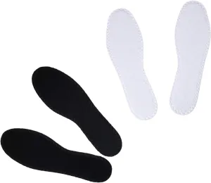 Happystep Cotton Terry Cloth Insoles, Barefoot Shoe Inserts, Sweat Absorption, Odor Control, Moisture-Wicking, Washable and Reusable, Zero Drop Shoe Insoles, 1 Pair Black and 1 Pair White (Women 10)
