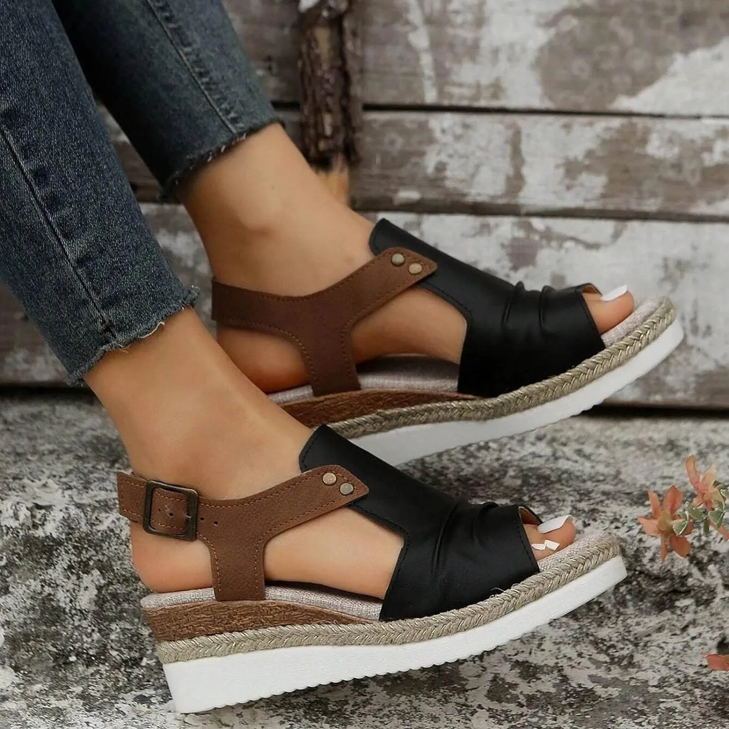 Hbeylia Wedge Sandals for Women Dressy Summer,Platform Wedges for Women,Womens Espadrilles Open Toe Sandals Comfortable Dressy Ankle Strap Slip On Sandals Orthopedic Sandals Casual