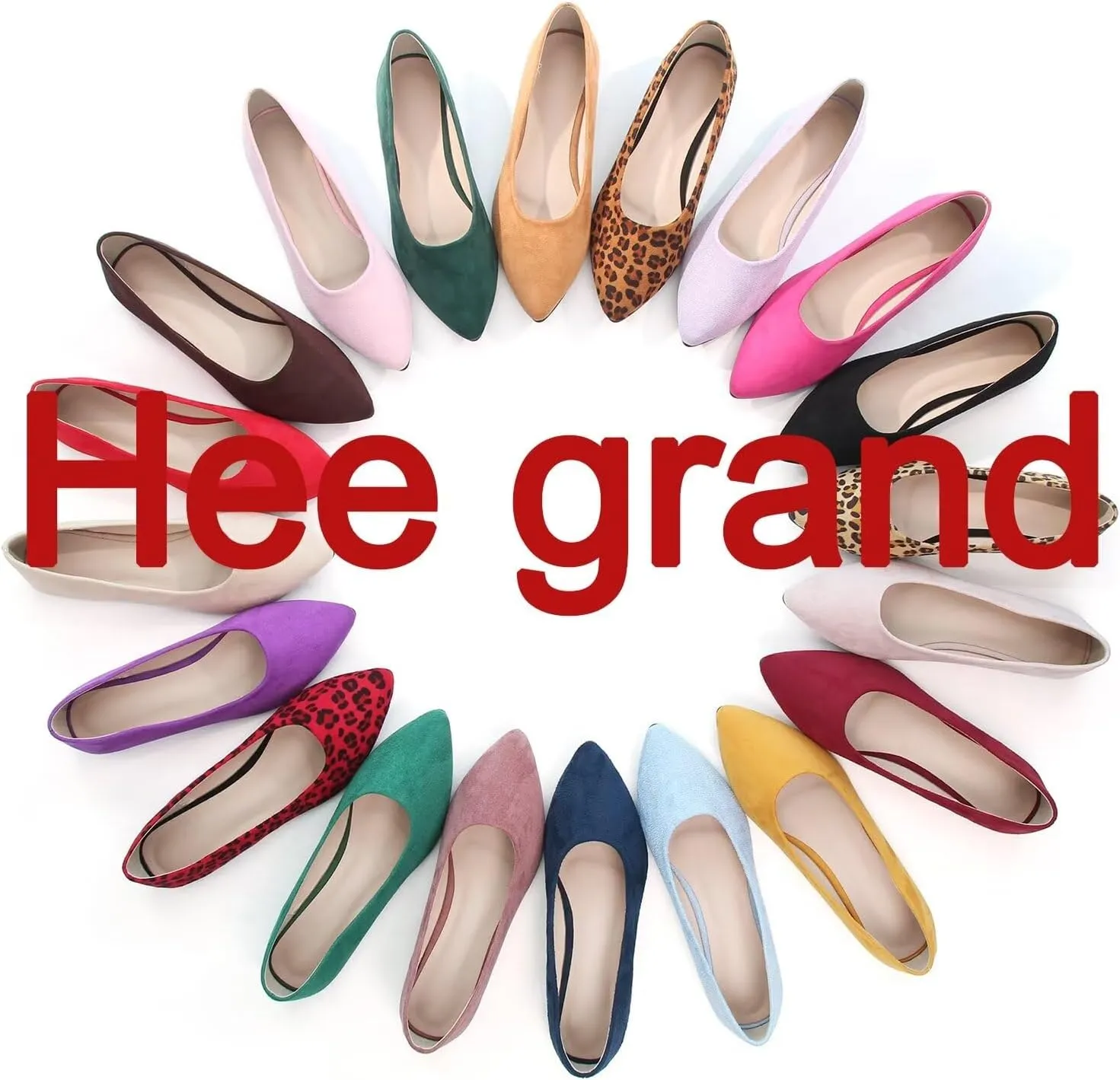 Hee grand Flats for Women Classic Solid Pointed Toe Ballet Shoes Suede Dress Shoes Casual Comfort Slip-On Loafers Lightweight