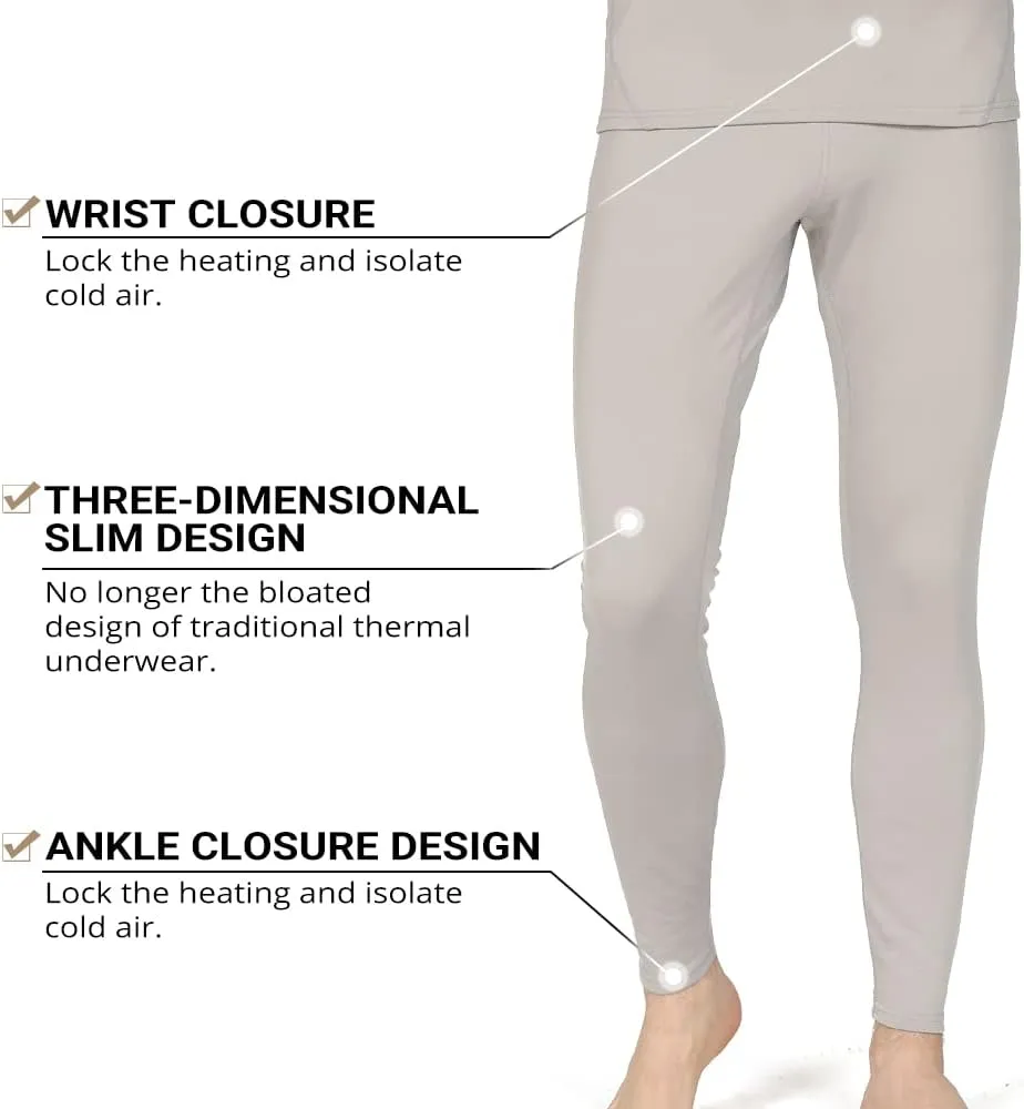HEROBIKER Long Johns Thermal Underwear for Men Skiing Winter Warm Hunting Gear Fleece Lined Base Layer Set Top Bottom