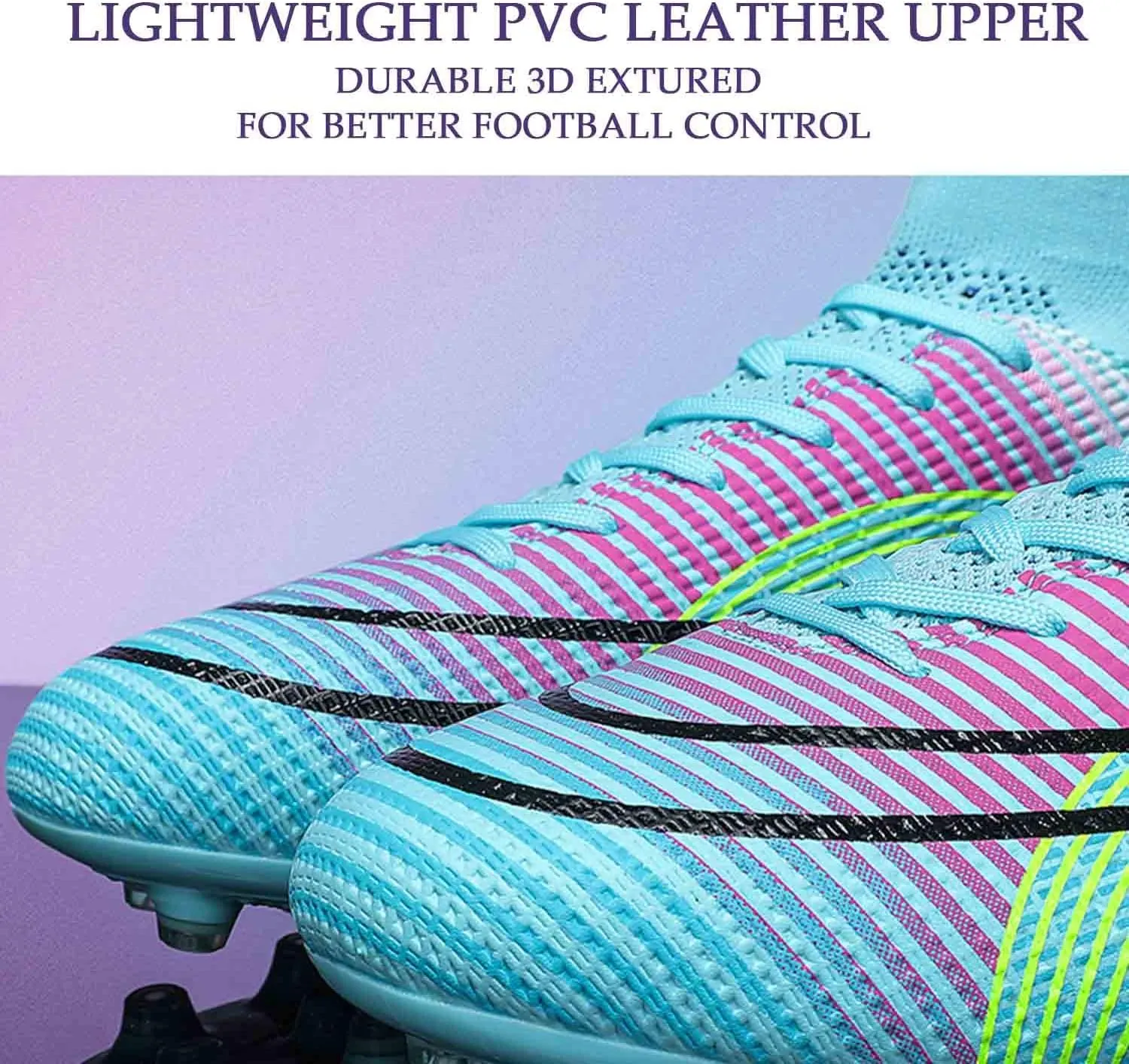 HESBITEUL Mens Athletic Outdoor Indoor Comfortable Soccer Shoes Boys Football Student Cleats Sneaker Shoes High Gripping Power
