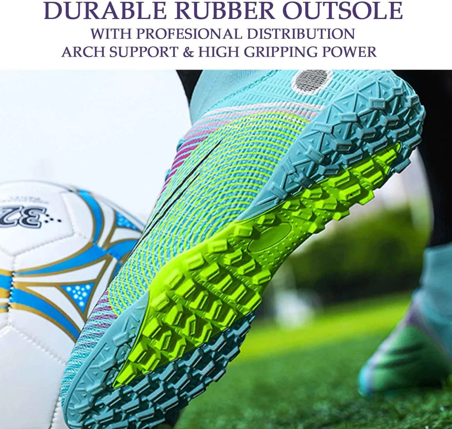 HESBITEUL Mens Athletic Outdoor Indoor Comfortable Soccer Shoes Boys Football Student Cleats Sneaker Shoes High Gripping Power