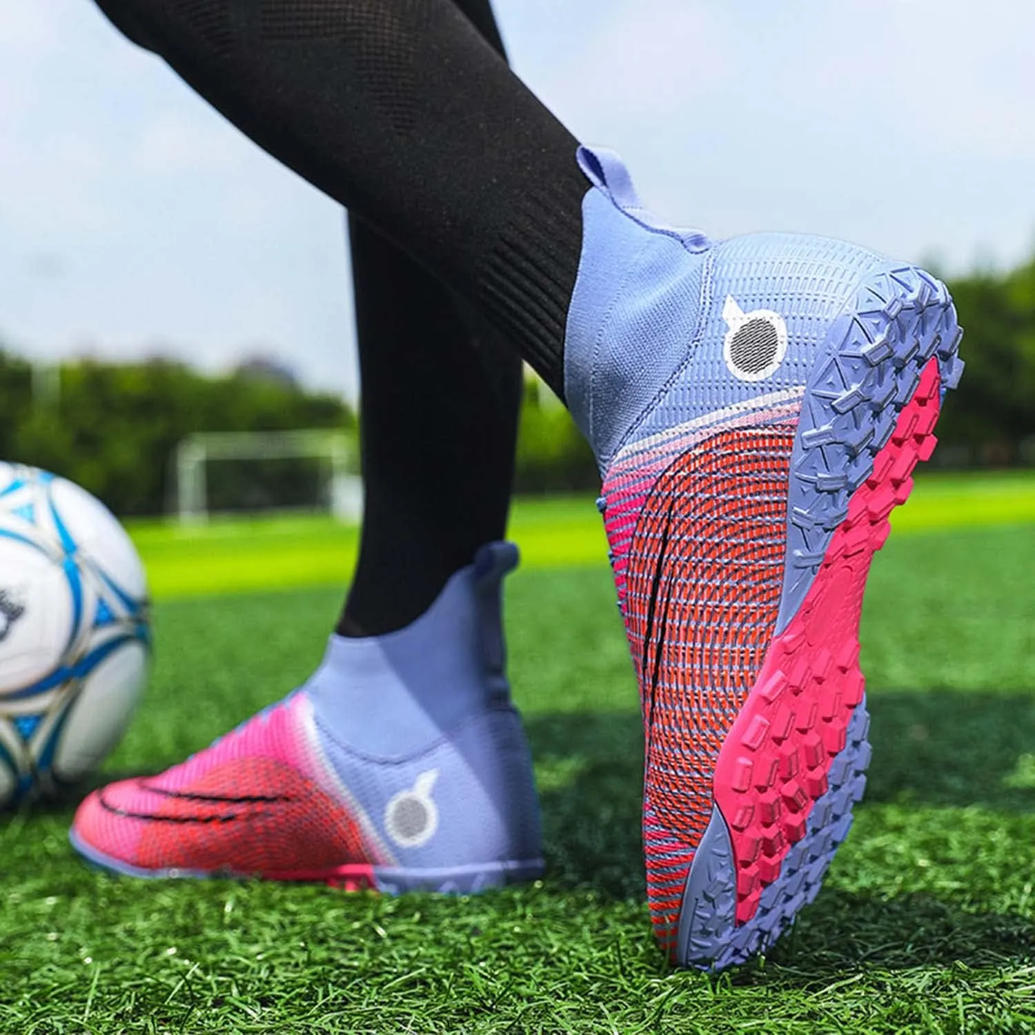 HESBITEUL Mens Athletic Outdoor Indoor Comfortable Soccer Shoes Boys Football Student Cleats Sneaker Shoes High Gripping Power