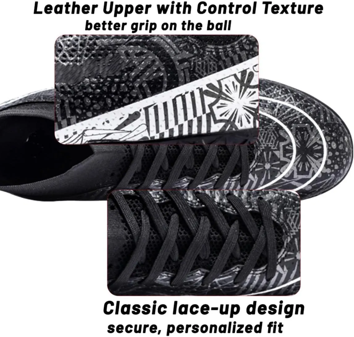 HESBITEUL Mens Athletic Outdoor Indoor Comfortable Soccer Shoes Boys Football Student Cleats Sneaker Shoes High Gripping Power