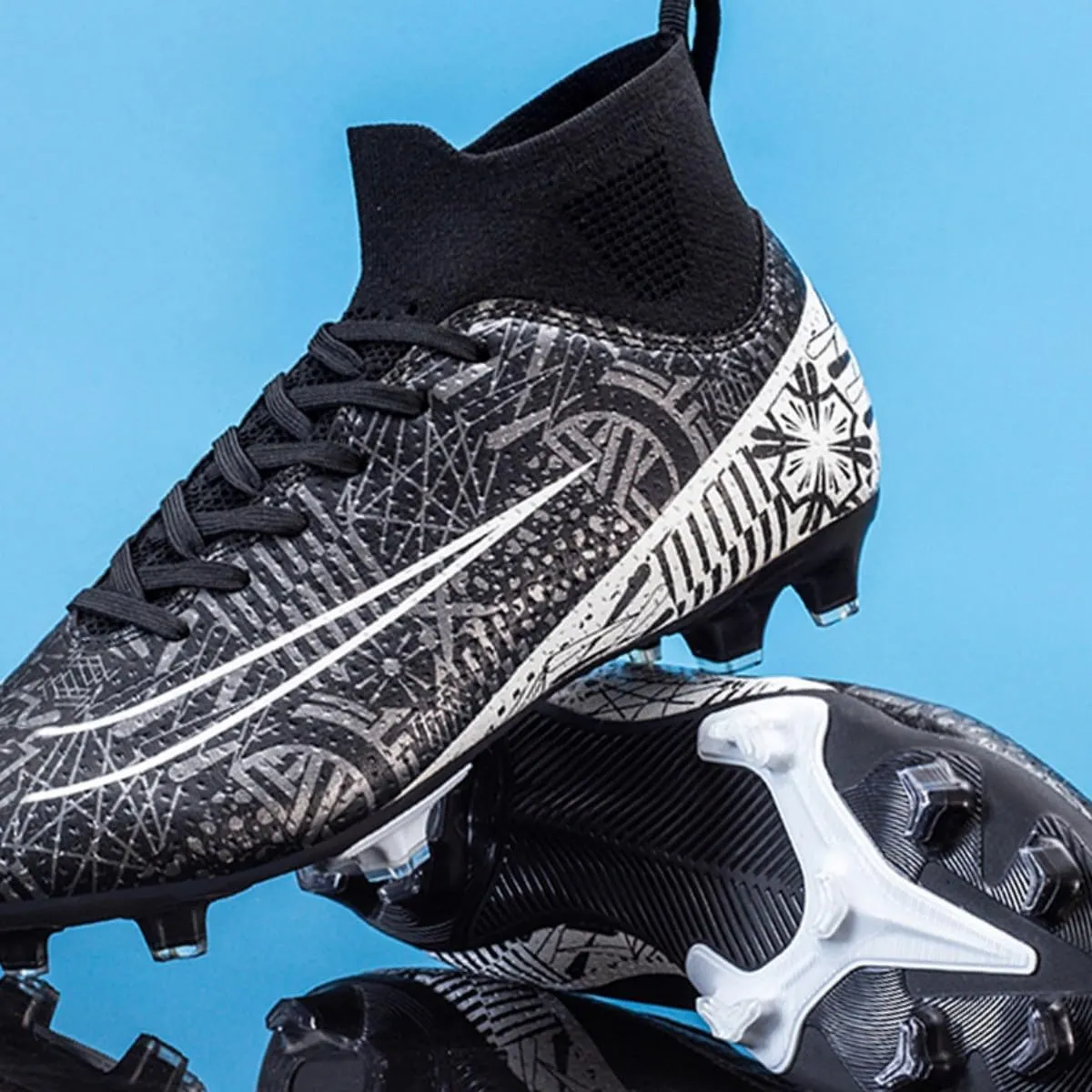 HESBITEUL Mens Athletic Outdoor Indoor Comfortable Soccer Shoes Boys Football Student Cleats Sneaker Shoes High Gripping Power