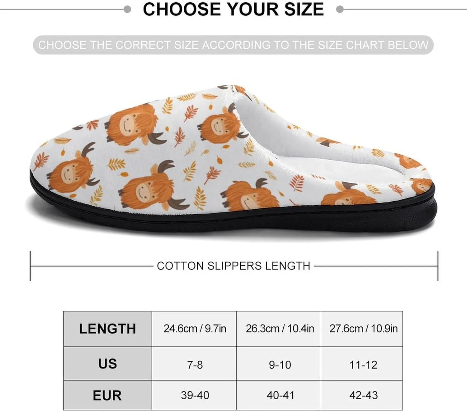 Highland Cow Leaf Slippers for Women Warm House Shoes Home Slippers Bedroom Shoes for Women Mom Ladies