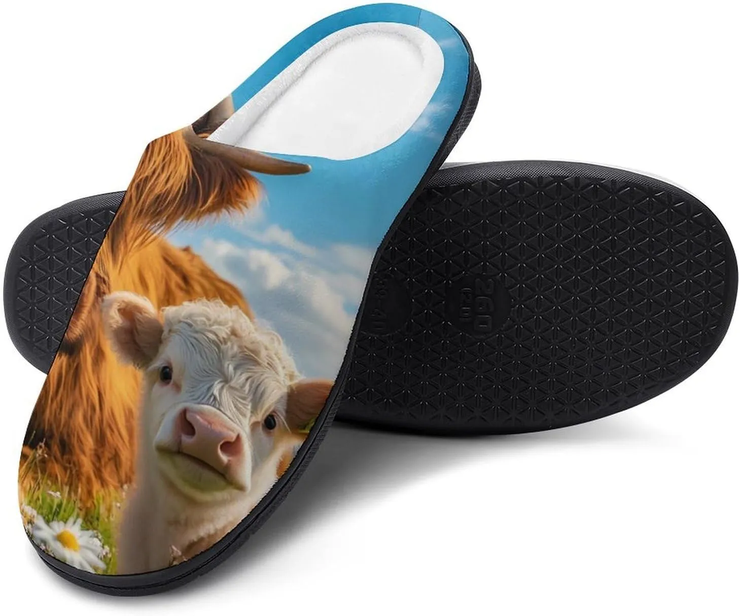 Highland Cow Men's Slippers Winter House Shoes Bedroom Slipper Travel Hotel Slippers