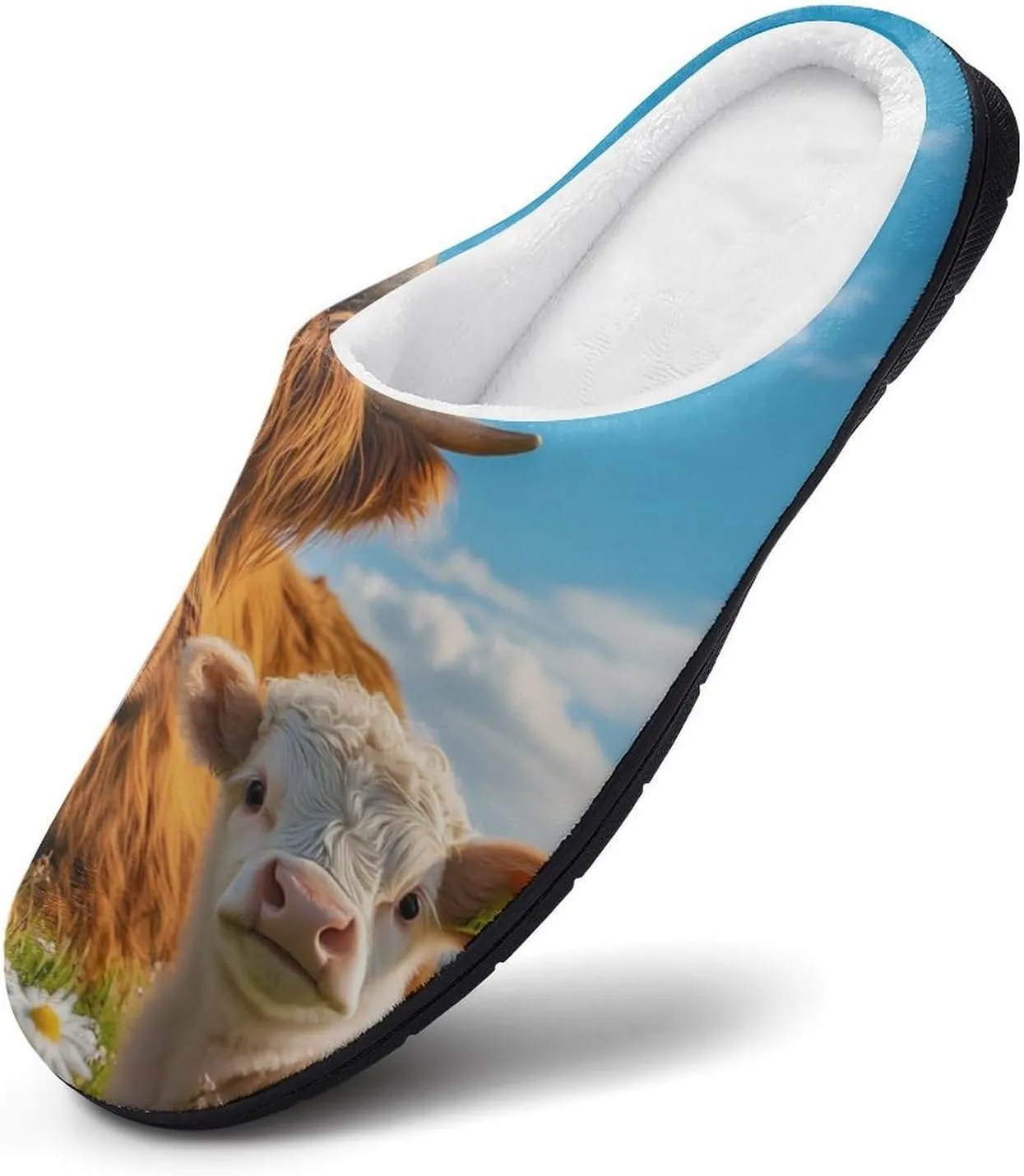 Highland Cow Men's Slippers Winter House Shoes Bedroom Slipper Travel Hotel Slippers