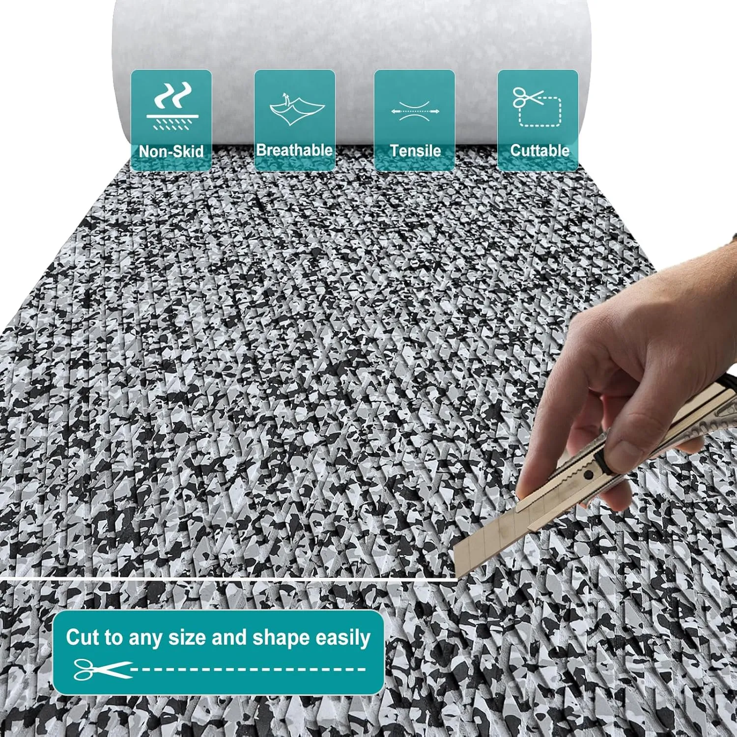 Hjdeck Boat Flooring EVA Foam Boat Decking Marine Carpet Non-Slip Decking Sheet Self-Adhesive Marine Flooring for Fishing Boat Kayak Yacht RV Swimming Pool Golf Cart 94.5"x23.6"/16.1"/11.8"