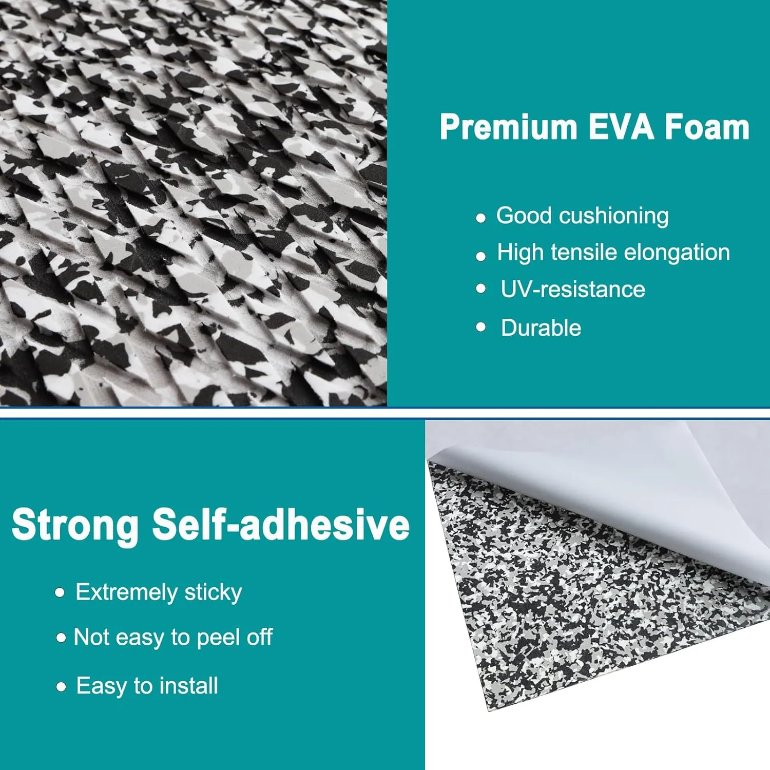 Hjdeck Boat Flooring EVA Foam Boat Decking Marine Carpet Non-Slip Decking Sheet Self-Adhesive Marine Flooring for Fishing Boat Kayak Yacht RV Swimming Pool Golf Cart 94.5"x23.6"/16.1"/11.8"