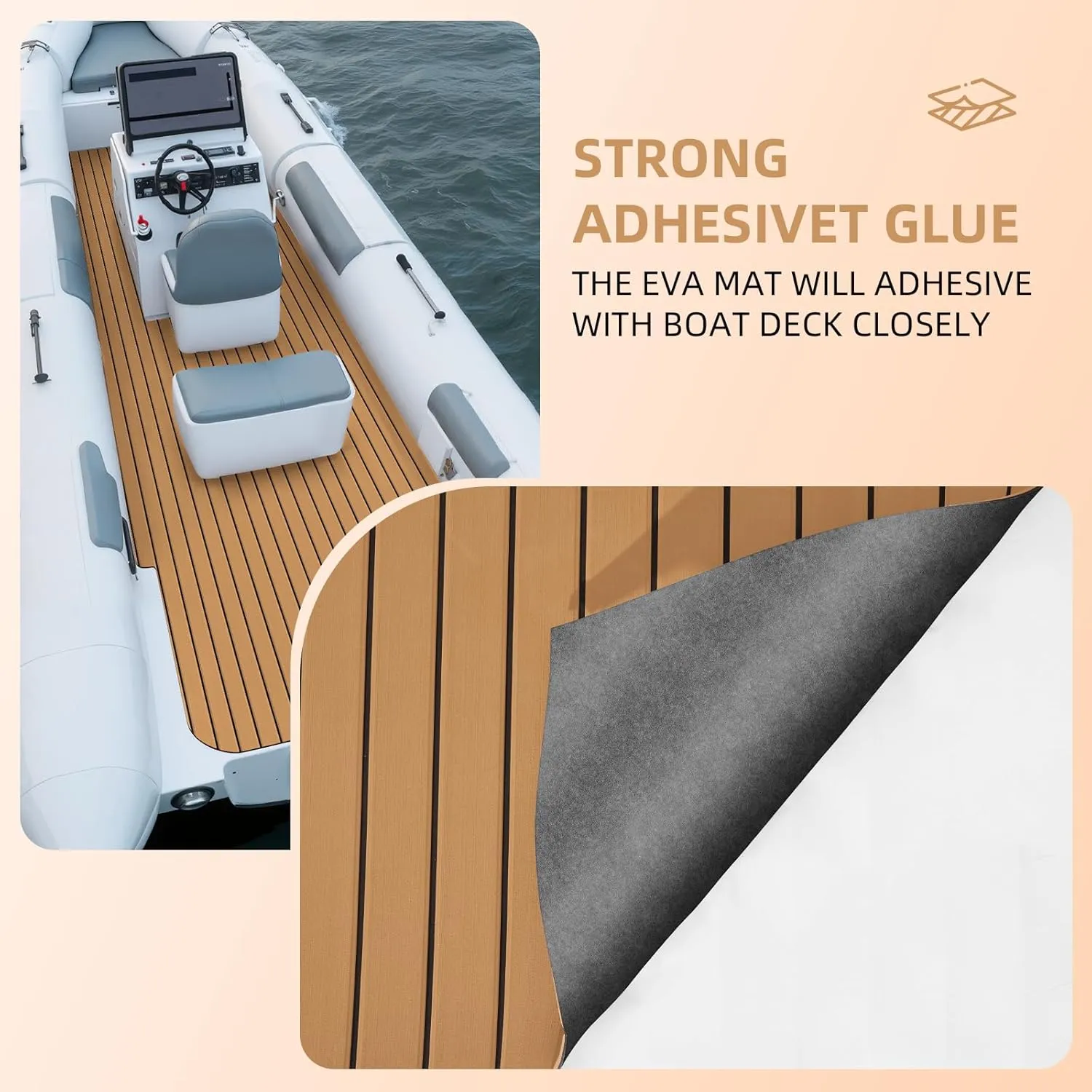 Hjdeck Boat Flooring EVA Foam Decking Sheet Self-Adhesive Boat Decking Foam Boat Flooring Non-Slip Marine Flooring for Boat Yacht Motorboat Kayak RV Swimming 94.5"x45.2"/35.4"/23.6"/16.1"