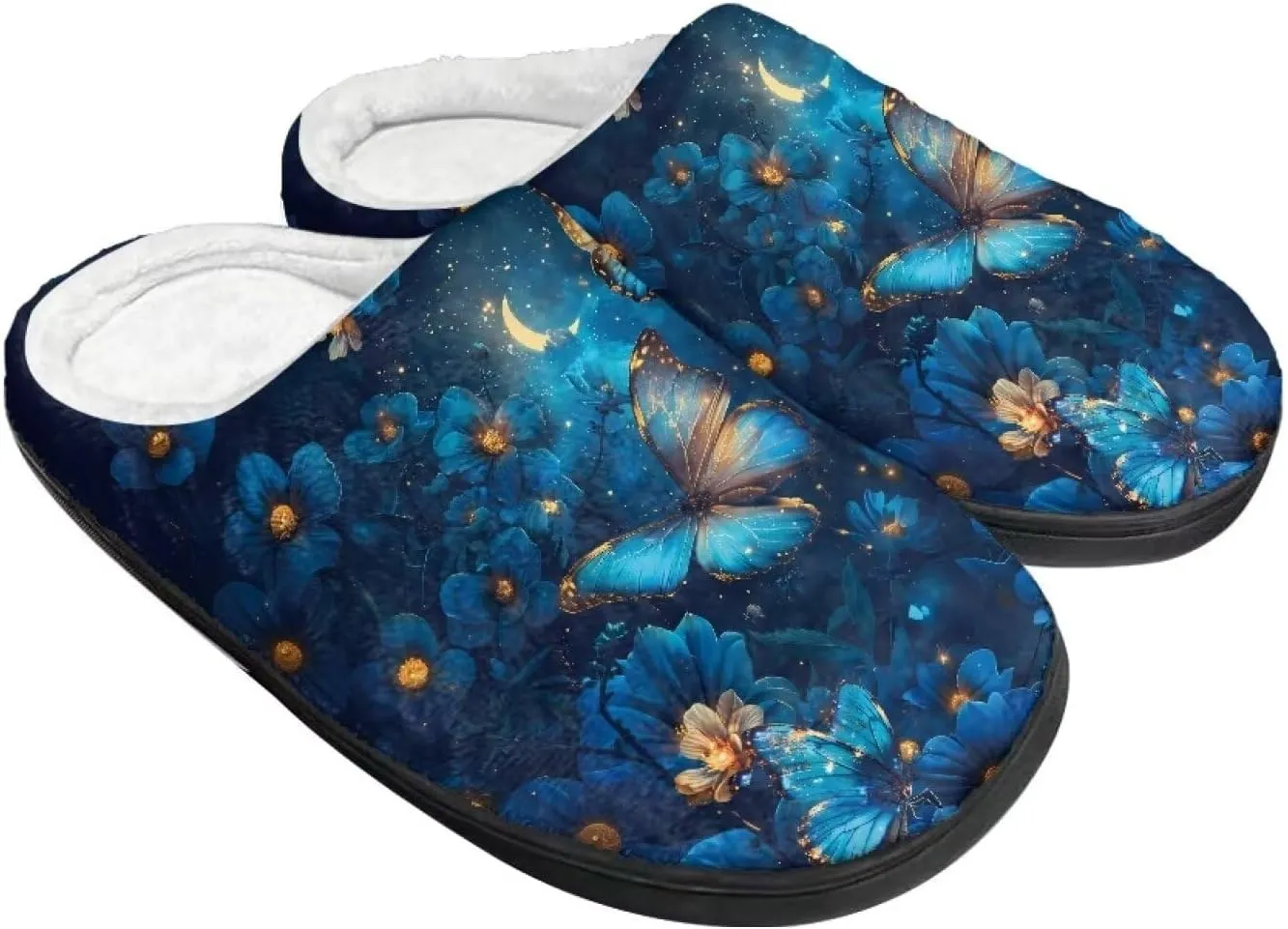 Home Fluffy Slippers, Soft Warm Scuff Slippers for Winter, Anti-Slip House Shoes for Indoor Outdoor