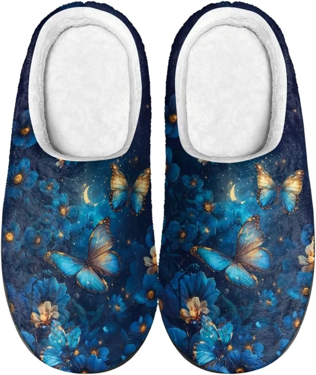 Home Fluffy Slippers, Soft Warm Scuff Slippers for Winter, Anti-Slip House Shoes for Indoor Outdoor