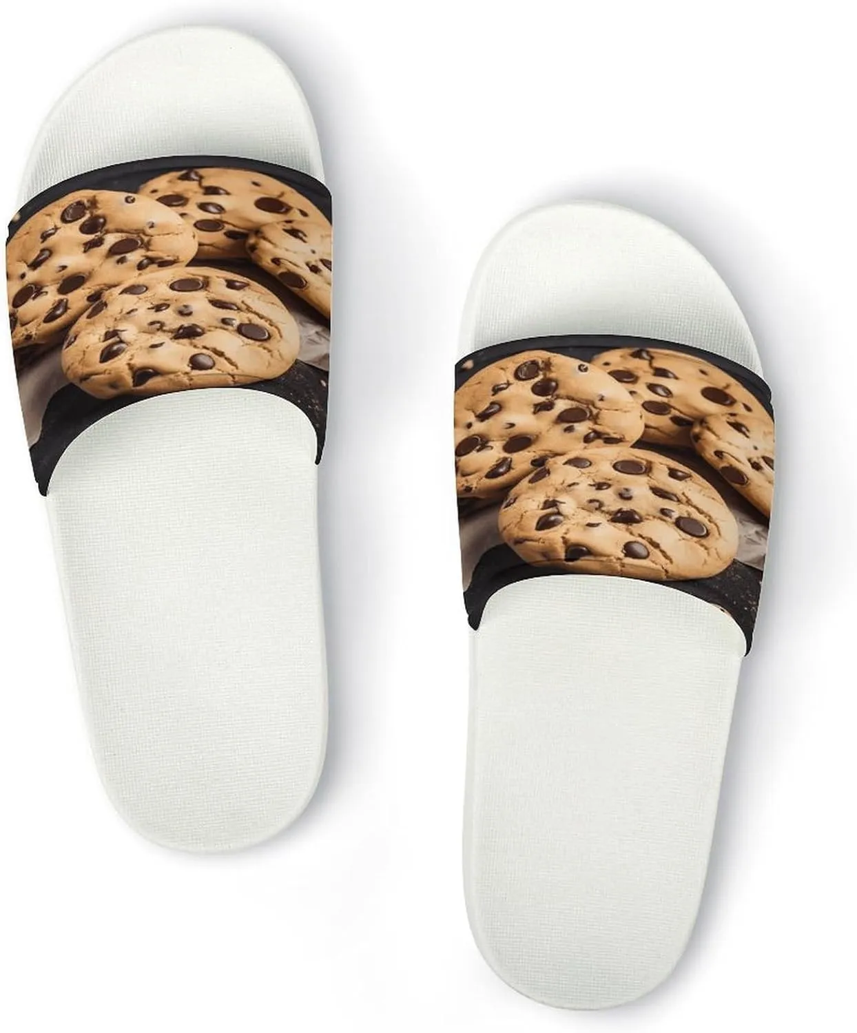 Home Slides Shower Sandals,Chocolate Chip Biscuit Print Open Toe Slippers,Summer Beach Slides,Non-Slip Shower Shoes for Indoor And Outdoor