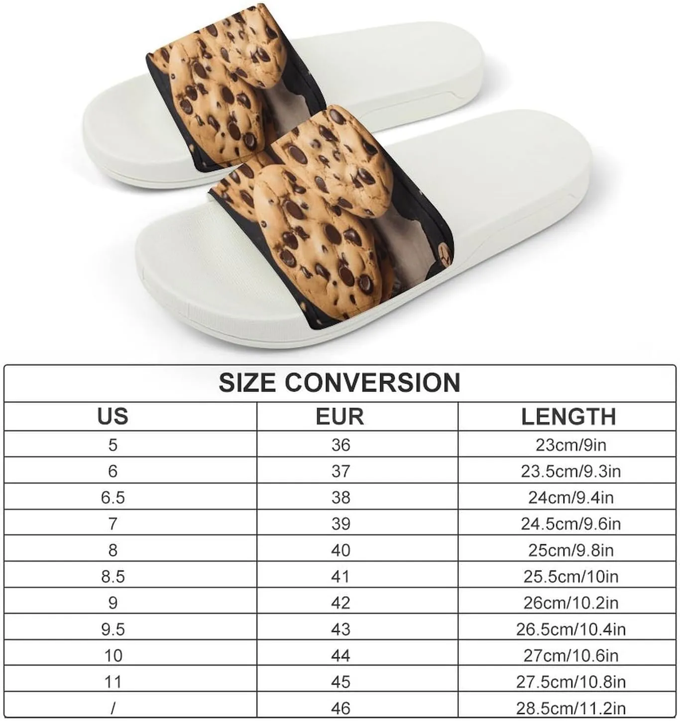 Home Slides Shower Sandals,Chocolate Chip Biscuit Print Open Toe Slippers,Summer Beach Slides,Non-Slip Shower Shoes for Indoor And Outdoor