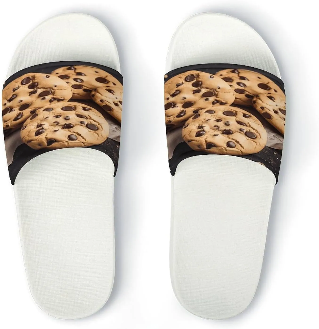 Home Slides Shower Sandals,Chocolate Chip Biscuit Print Open Toe Slippers,Summer Beach Slides,Non-Slip Shower Shoes for Indoor And Outdoor