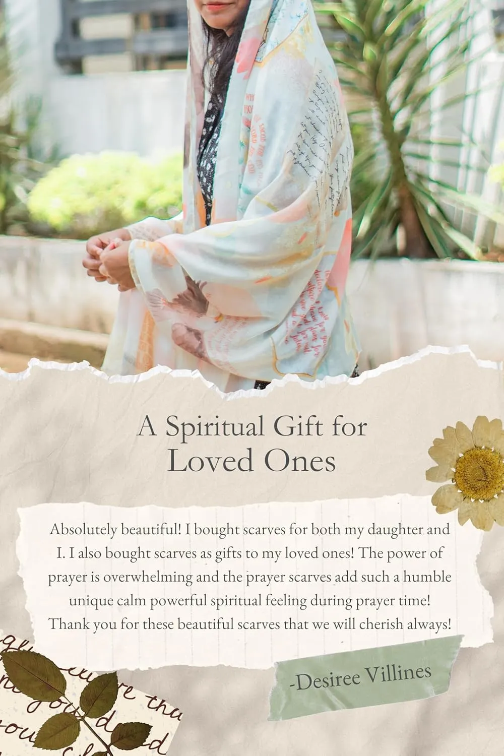 Hope Prayer Scarf - Large, Lightweight Prayerfully Created Bible Verse Shawl, 35x70", Uplifting Encouragement Christian Gift