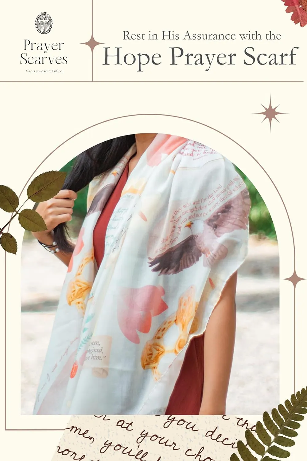 Hope Prayer Scarf - Large, Lightweight Prayerfully Created Bible Verse Shawl, 35x70", Uplifting Encouragement Christian Gift