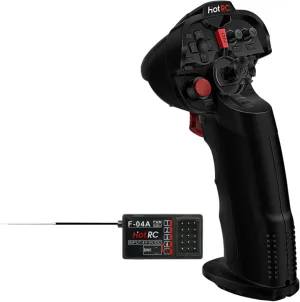 HOTRC DS-4A 2.4G 4 Channel Single Hand RC Radio Transmitter with 4CH Receiver for RC Car Boat Drone Airplane (W/ 1 RX)