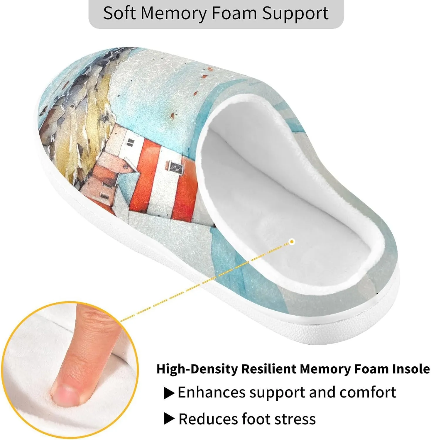 House Fuzzy Slippers Lighthouse Ocean Boat Anti-Slip Warm Shoes for Womens & Men 20853321