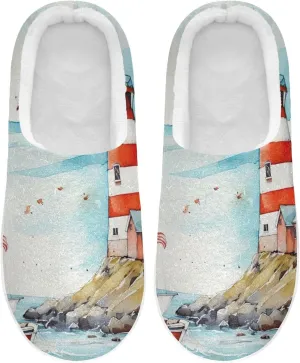 House Fuzzy Slippers Lighthouse Ocean Boat Anti-Slip Warm Shoes for Womens & Men 20853321