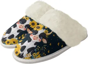 House Slippers for Men Women Winter Warm Slip On Fuzzy Slipper Unisex Indoor Soft Plush Closed Toe Home Shoes Flats Non Skid Rubber Sole for Spa Bath
