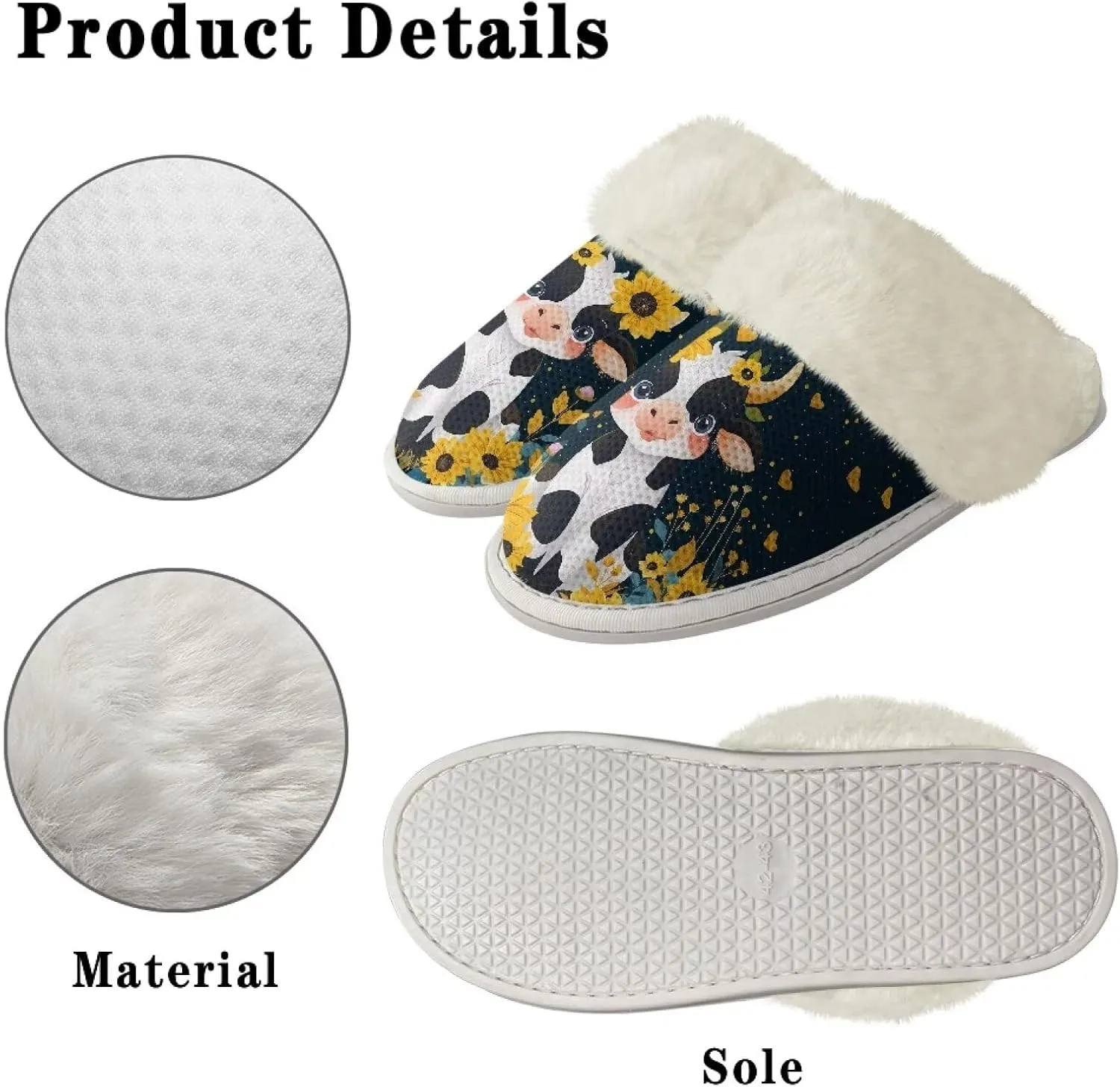 House Slippers for Men Women Winter Warm Slip On Fuzzy Slipper Unisex Indoor Soft Plush Closed Toe Home Shoes Flats Non Skid Rubber Sole for Spa Bath