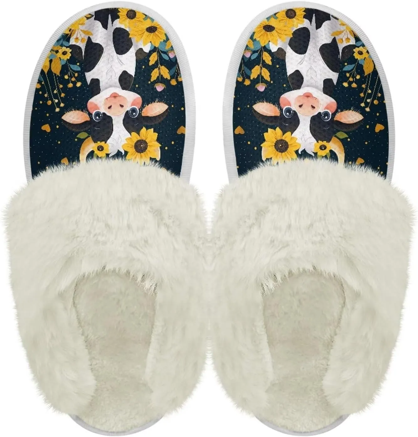 House Slippers for Men Women Winter Warm Slip On Fuzzy Slipper Unisex Indoor Soft Plush Closed Toe Home Shoes Flats Non Skid Rubber Sole for Spa Bath