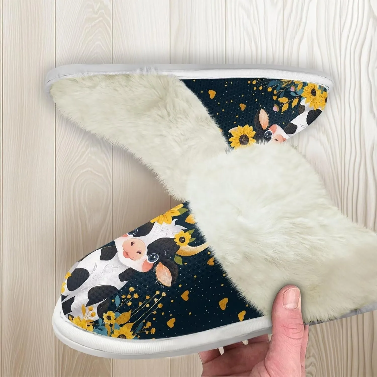 House Slippers for Men Women Winter Warm Slip On Fuzzy Slipper Unisex Indoor Soft Plush Closed Toe Home Shoes Flats Non Skid Rubber Sole for Spa Bath