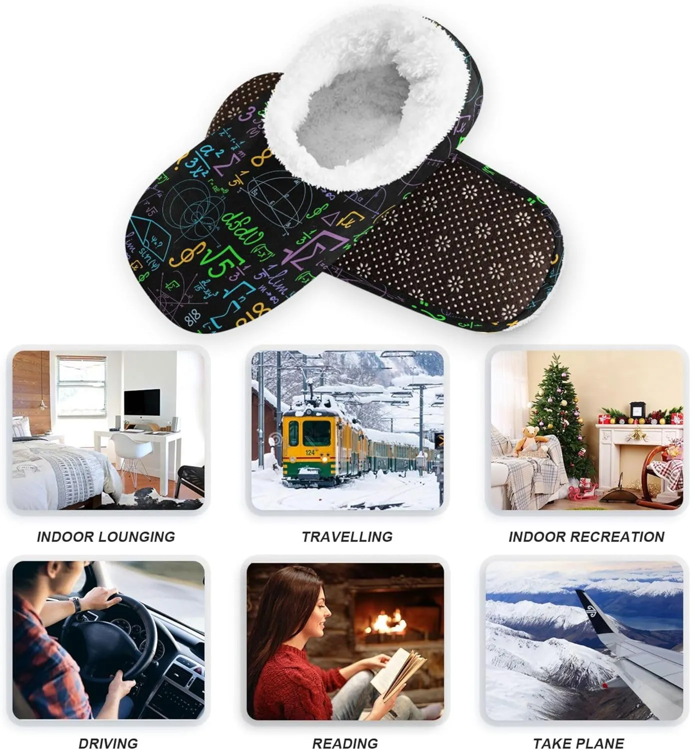 House Slippers Fuzzy Memory Foam Soft Slipper Socks for Woman Men