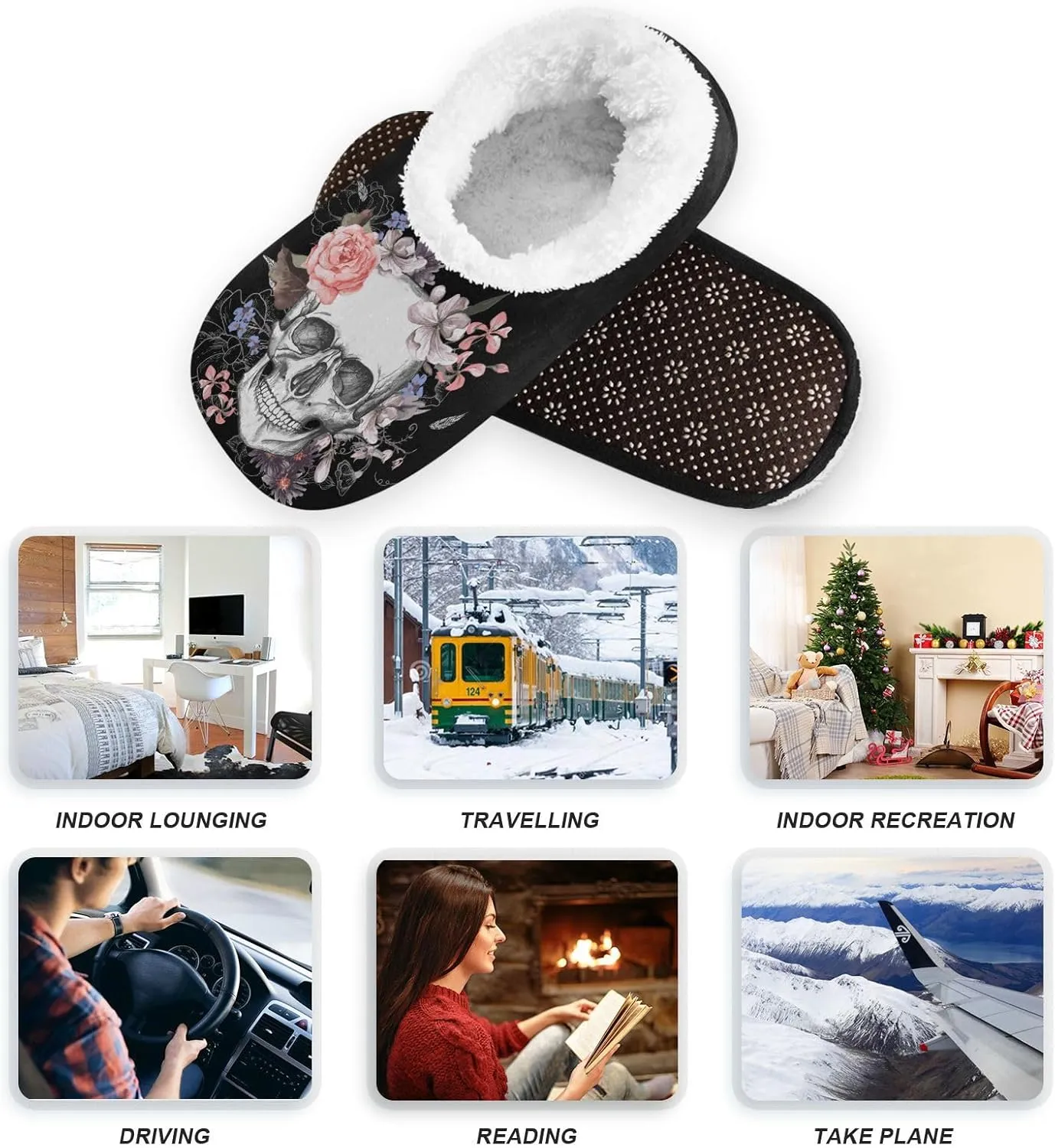 House Slippers Fuzzy Memory Foam Soft Slipper Socks for Woman Men
