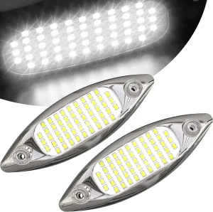 HUSUKU 5.6" LED Marine Courtesy Lights, SOOP3 P3-1 51LED 1800LM IP68 Shuttle Type Boat Transom Light Surface Mount for Yacht Pontoon Kayak Stern Interior Deck Ceiling Cabin Fishing (2Pcs White)