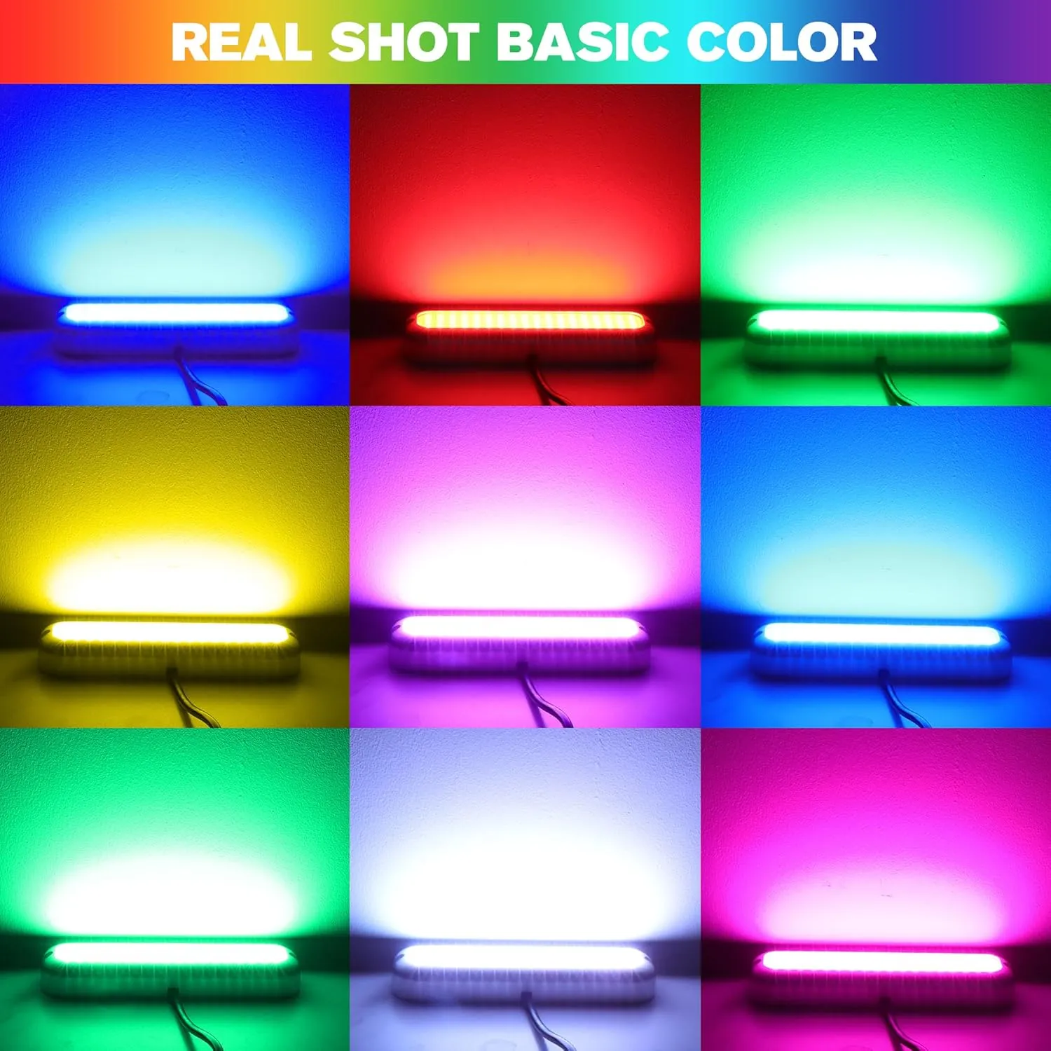 HUSUKU GT3 6000LM Boat Underwater Lights RGB Marine Color Light Kit, 72LED 12V 60W IP68 Waterproof, All-Metal, Wireless Grouping and Control Auto Sync, for Yacht Boat Dock Transom Pontoon Lights