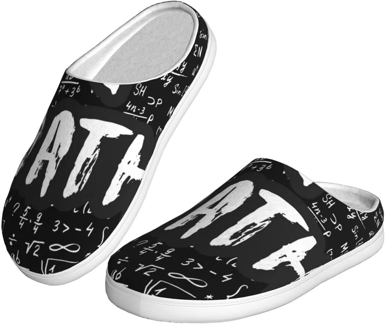 I love Math Men's Women's Memory Foam Slippers Comfort Flannel Closed Toe House Shoes Indoor Scuff